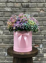 Цветочная композиция из Гипсофила и Розы в шляпной коробке #REPLACE_PRED# Верещагино