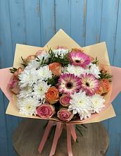 Букет цветов из:  Розы, Герберы и Хризантемы в Верещагино