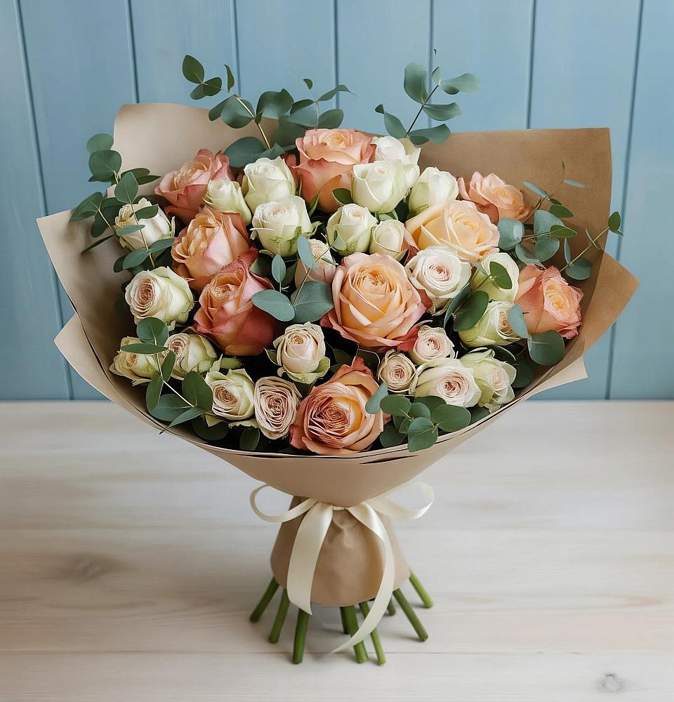 Букет цветов из: Альстромерии и Розы в Верещагино