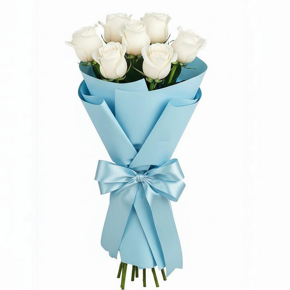 Букет 7 белых роз Проуд в Верещагино