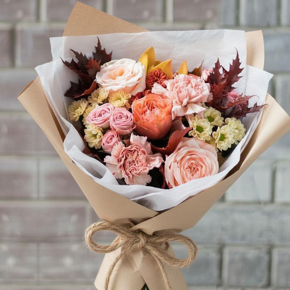 Букет цветов из: Гвоздики, Хризантемы и Розы в Верещагино