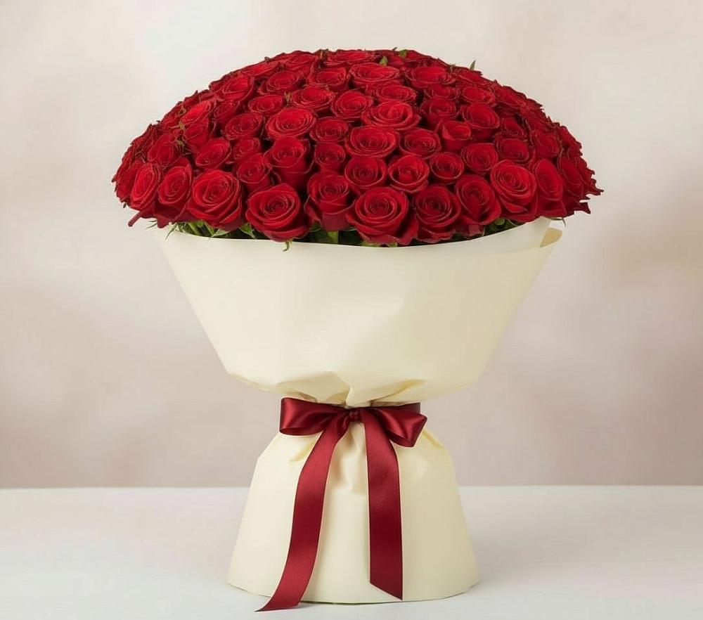 Букет 101 Красная роза Милано в Верещагино