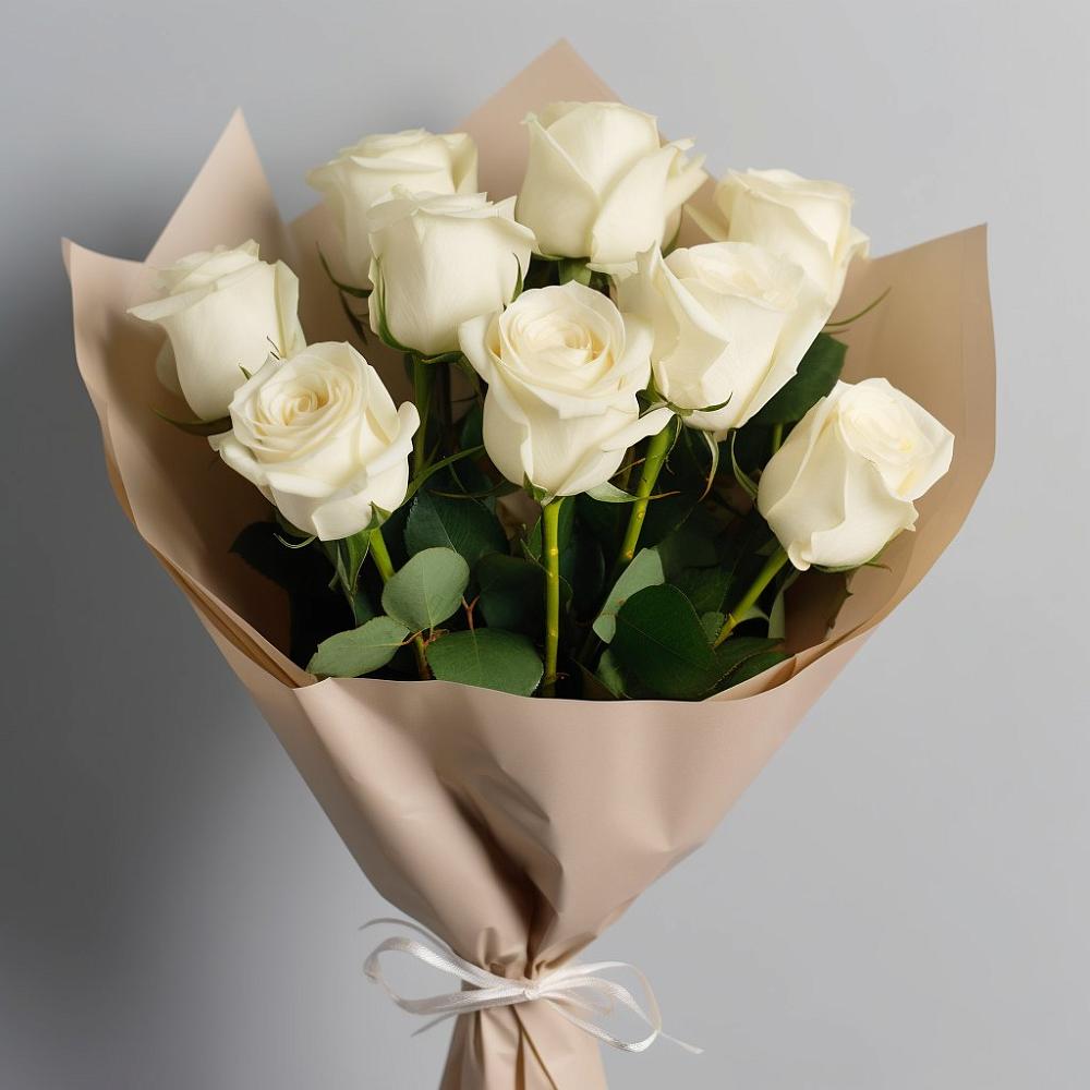 Букет 9 Белых роз Эдлесс Лав в Верещагино