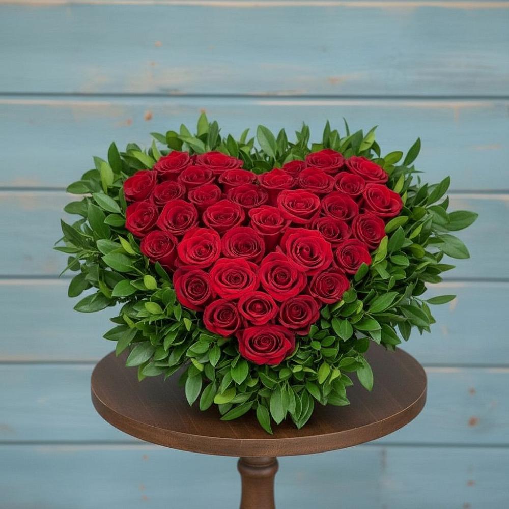 Цветочная композиция из Розы в виде сердца в Верещагино