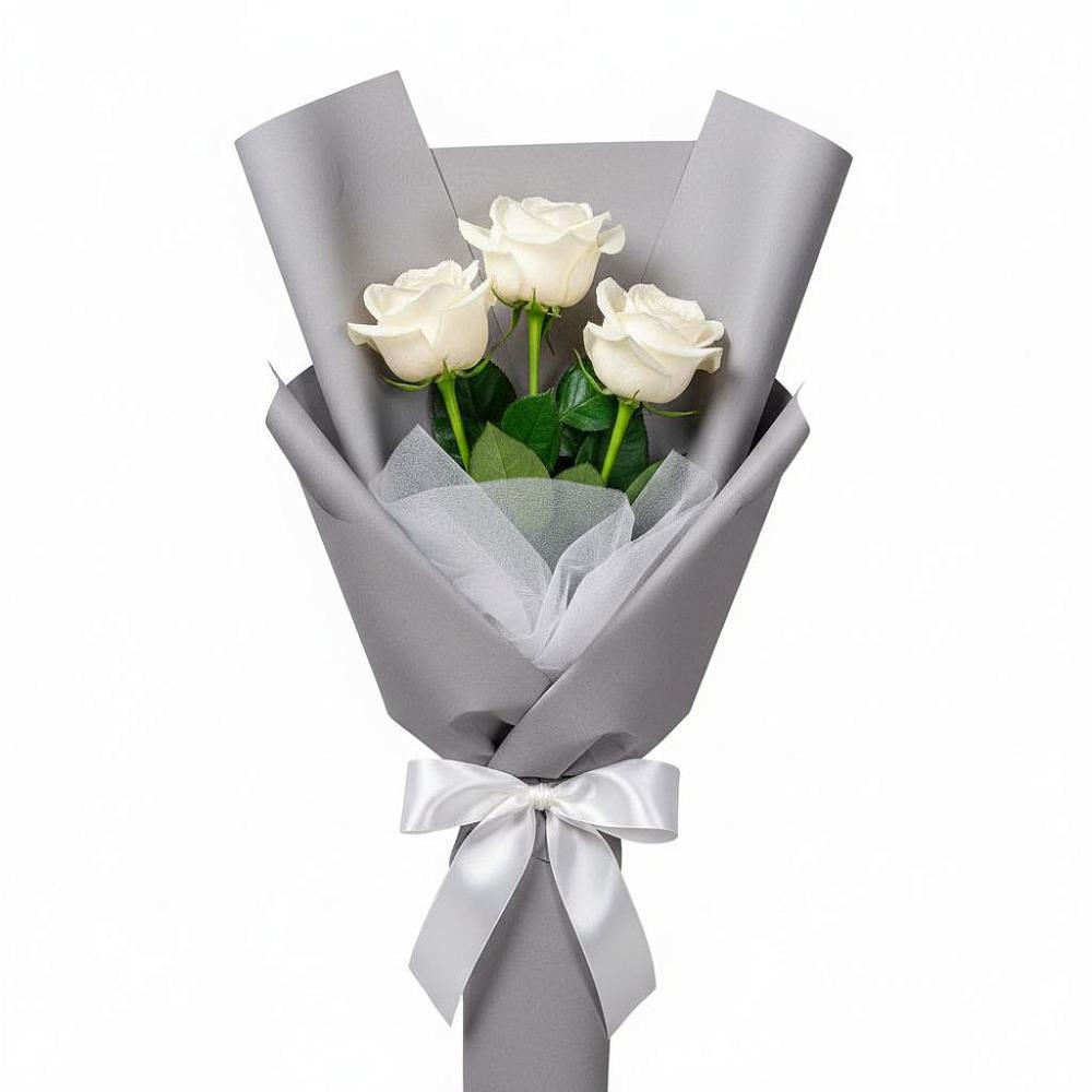 Букет 3 белые розы в Верещагино