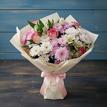 Букет цветов из:  Хризантемы, Альстромерии и Розы в Верещагино