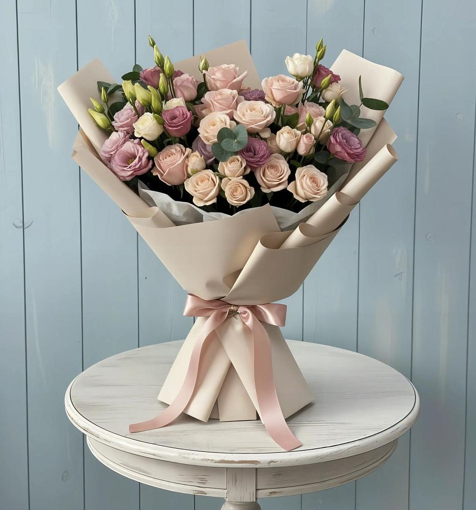 Букет цветов из: Розы и Лизиантусы в Верещагино