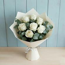 Букет Белые розы в Эвкалипте в Верещагино